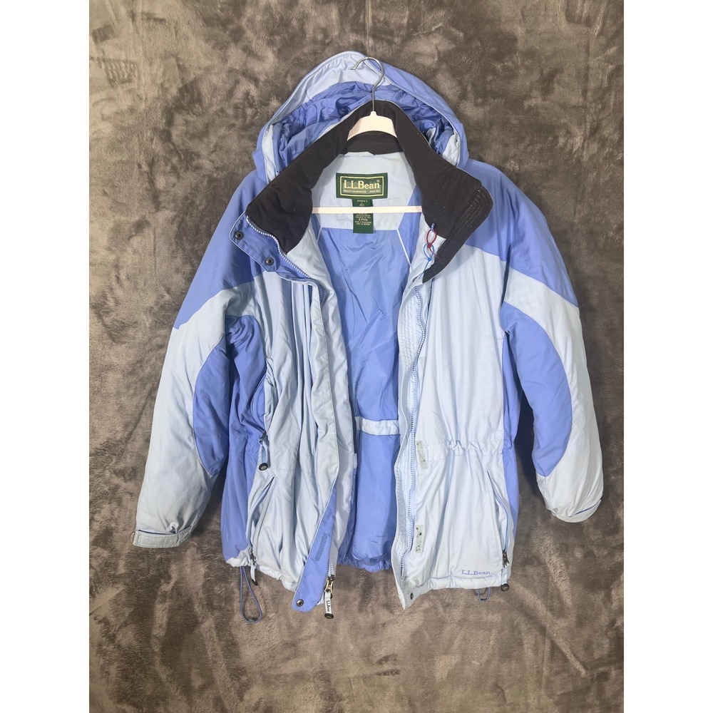LL Bean Womens Blue Insulated Winter Parka Jacket Hooded Size Large 0PH15